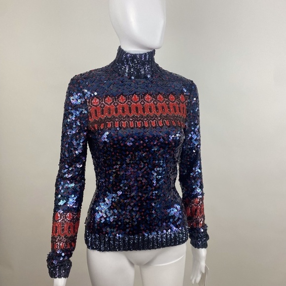 Dior Tops - Dior Sequin Turtleneck Blue NWT